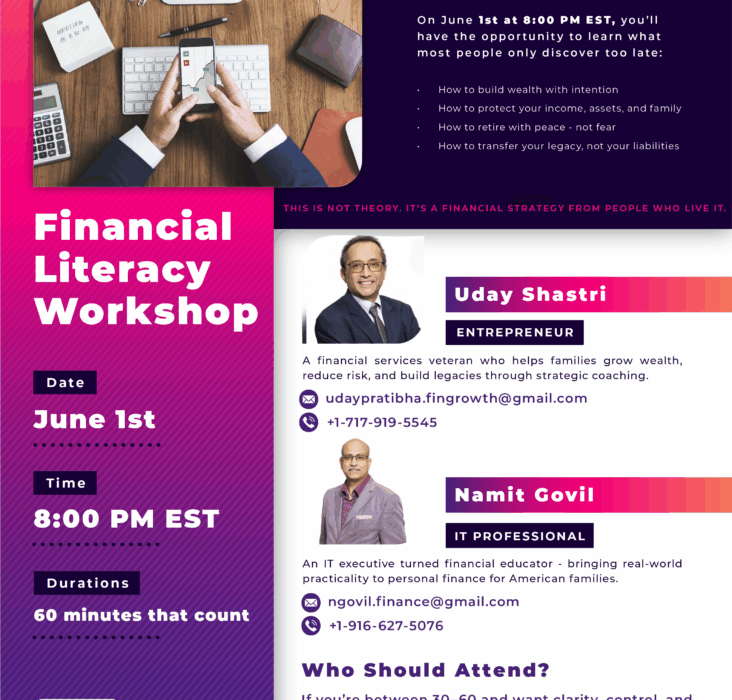 Financial literacy workshop for adults aged 30 to 60 by Infyni